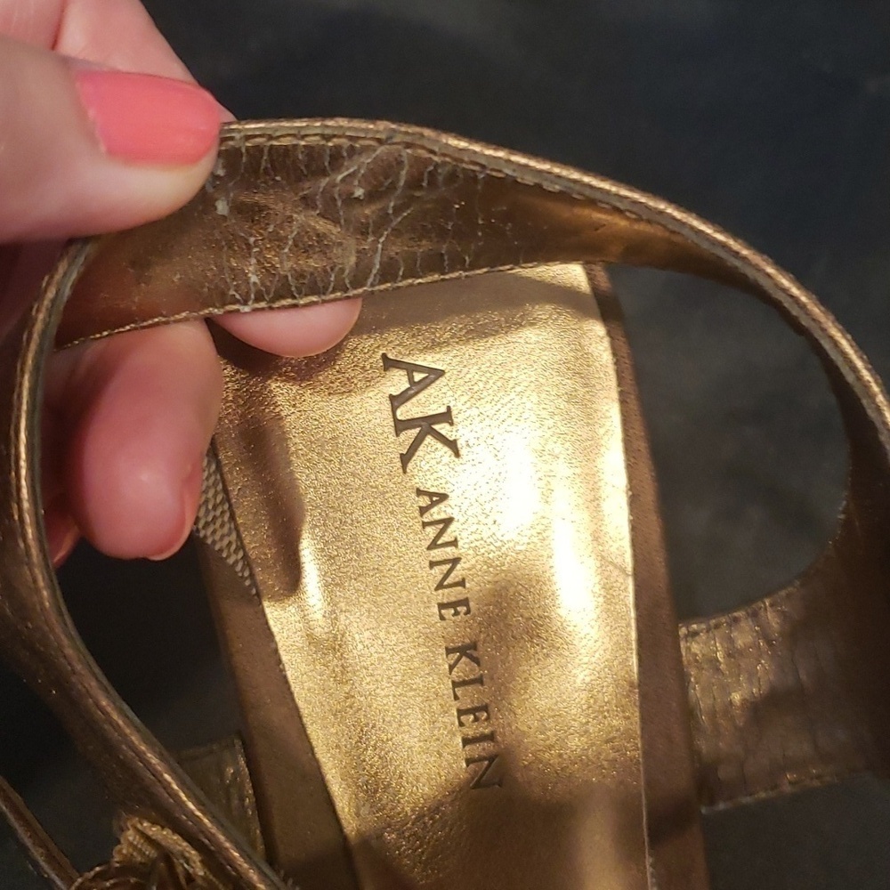 Anne Klein Finella cork heeled sandal in bronze - Picture 9 of 11